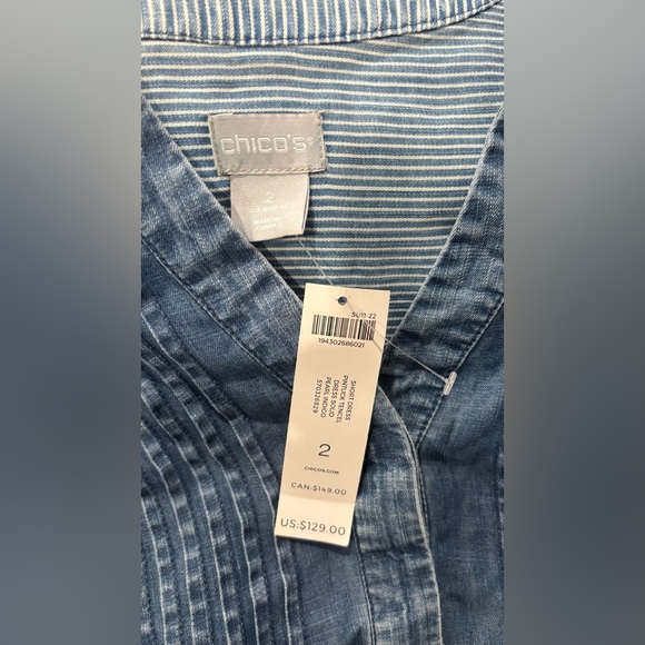 Chico's Denim Blue Casual Button Down Dress NWT - Picture 2 of 3